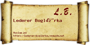 Lederer Boglárka névjegykártya